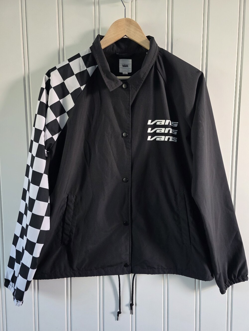 Vans Thanks Coach Windbreaker Jacket Checkered Womens Large VN0A47V5BLK